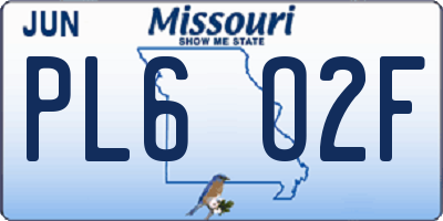 MO license plate PL6O2F