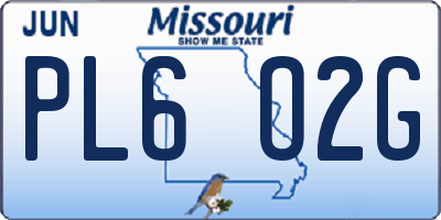 MO license plate PL6O2G