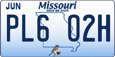 MO license plate PL6O2H