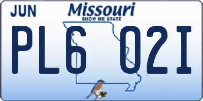 MO license plate PL6O2I