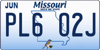 MO license plate PL6O2J