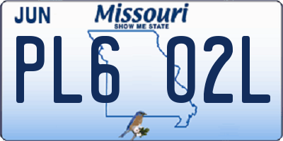 MO license plate PL6O2L