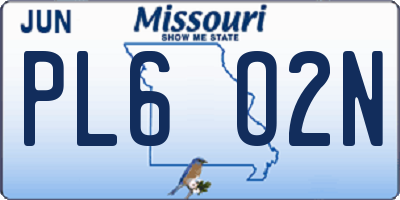 MO license plate PL6O2N