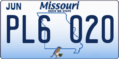 MO license plate PL6O2O