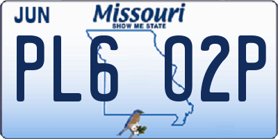 MO license plate PL6O2P
