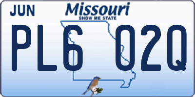 MO license plate PL6O2Q