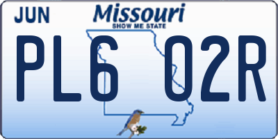 MO license plate PL6O2R