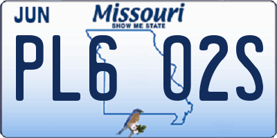 MO license plate PL6O2S