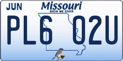 MO license plate PL6O2U