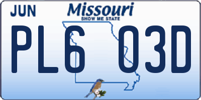 MO license plate PL6O3D