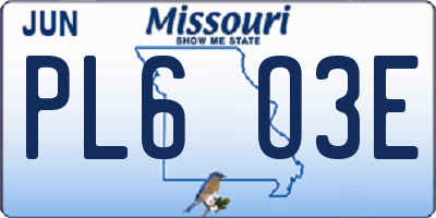 MO license plate PL6O3E
