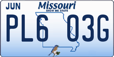 MO license plate PL6O3G