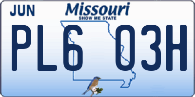 MO license plate PL6O3H