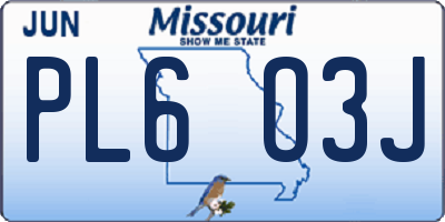 MO license plate PL6O3J