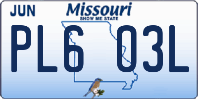 MO license plate PL6O3L