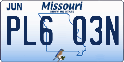 MO license plate PL6O3N