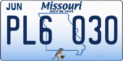 MO license plate PL6O3O