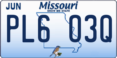 MO license plate PL6O3Q
