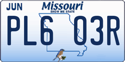 MO license plate PL6O3R