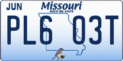 MO license plate PL6O3T
