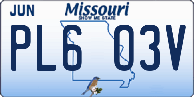 MO license plate PL6O3V