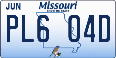 MO license plate PL6O4D