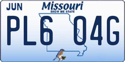 MO license plate PL6O4G