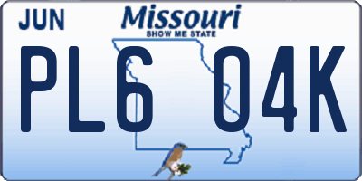 MO license plate PL6O4K