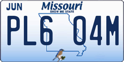 MO license plate PL6O4M