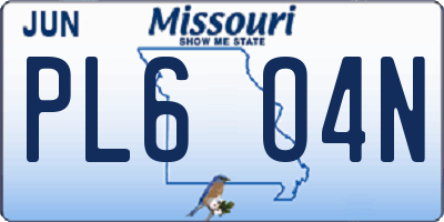 MO license plate PL6O4N