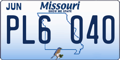 MO license plate PL6O4O