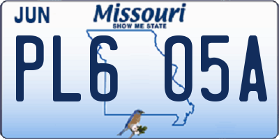 MO license plate PL6O5A