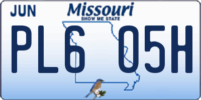 MO license plate PL6O5H