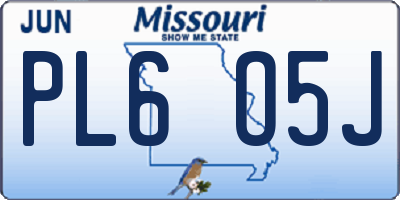 MO license plate PL6O5J