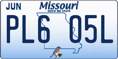 MO license plate PL6O5L