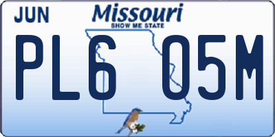 MO license plate PL6O5M