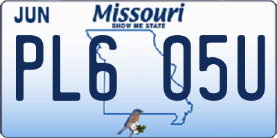 MO license plate PL6O5U