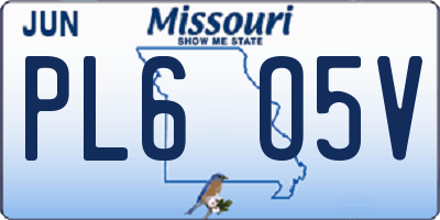 MO license plate PL6O5V