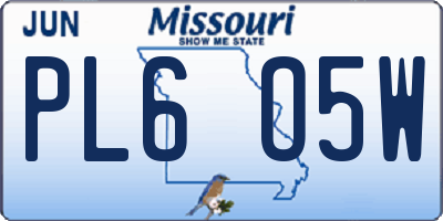 MO license plate PL6O5W