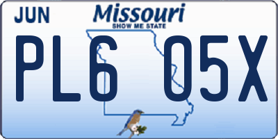 MO license plate PL6O5X