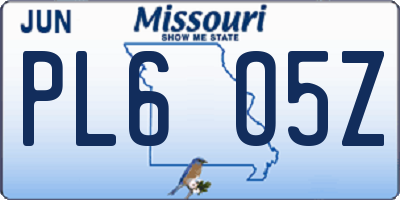 MO license plate PL6O5Z