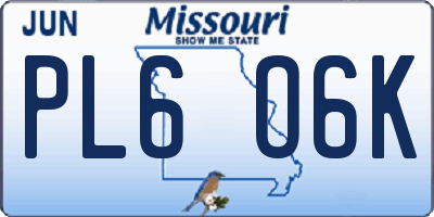 MO license plate PL6O6K