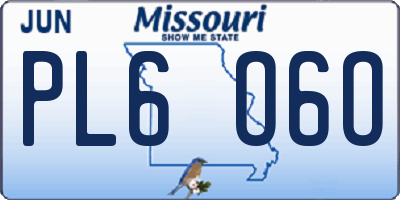 MO license plate PL6O6O