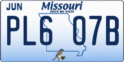 MO license plate PL6O7B
