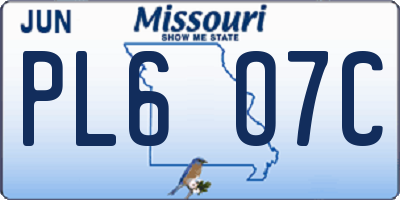 MO license plate PL6O7C