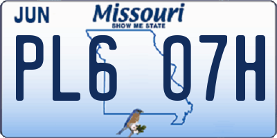 MO license plate PL6O7H