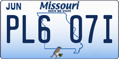 MO license plate PL6O7I