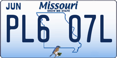 MO license plate PL6O7L