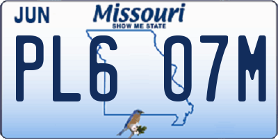 MO license plate PL6O7M
