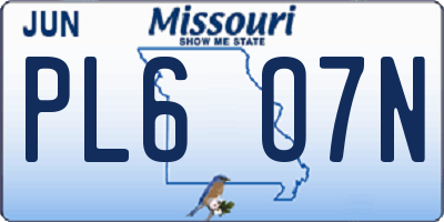 MO license plate PL6O7N
